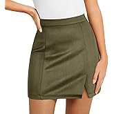 tobyto Faux Suede Mini Skirt for Women, High Waist Side Slit Bodycon A-Line Short Pencil Skirt