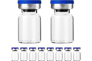 Plceo Sterile Empty Vials with Self Healing Injection Port,with Aluminum Plastic Cap，Sealed Empty Vials (5ML 10PCS)
