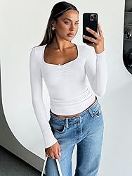 Trendy Queen White Long Sleeve Shirts for Women