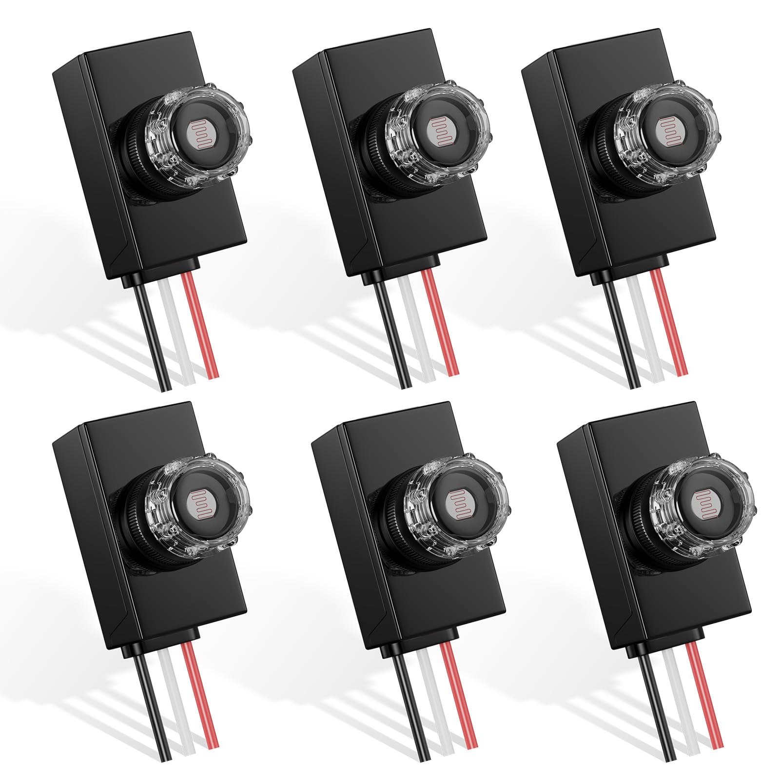 6 Pieces Dusk to Dawn Sensor,Greencycle IP65 Photoelectric Switch for Outdoor Pole Light for Outdoor Lighting 120-277V, Photo Cell Automatic On/Off, Waterproof, Energy Saving,UL Listed Image