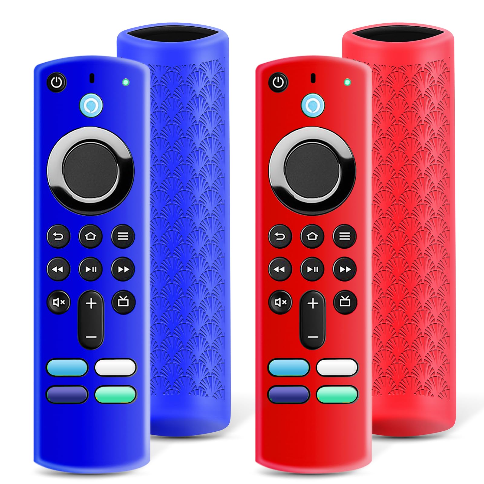 Photo 1 of (2 Pack) OneBom Protective Remote Cover, Silicone Remote Control Case, Anti Slip Shockproof Protective Case with Lanyard(Not Golw Blue&Not Golw Red)