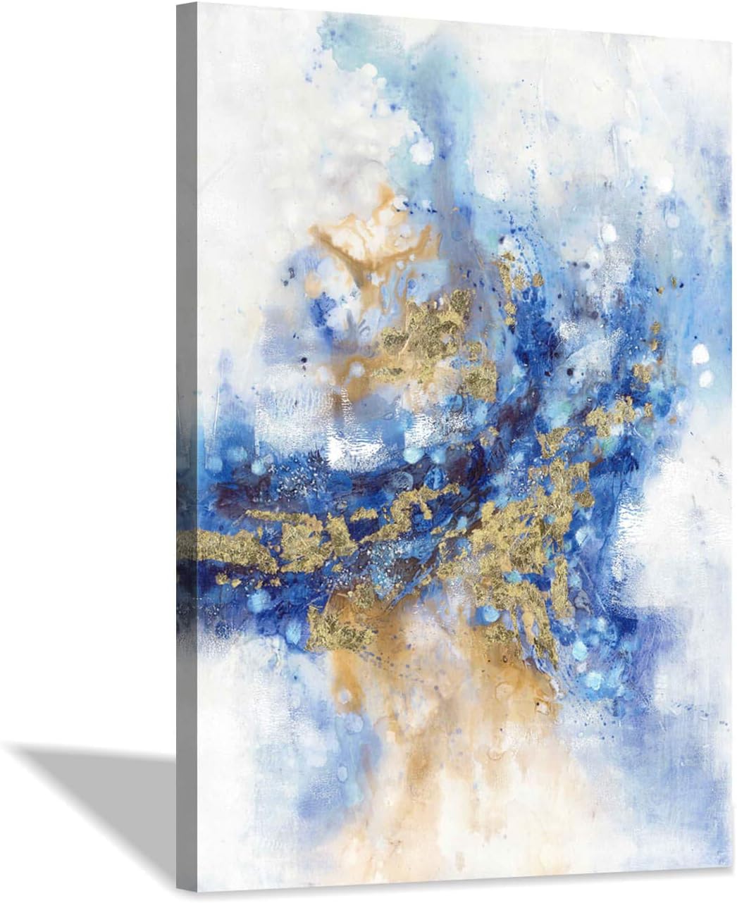 Paintings - Abstract Picture Canvas Wall Art: Modern Gold Foils Paintings Hand Painted Artwork for Living Room (45” x 30'' x 1 Panel)