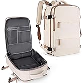 coowoz Large Travel Backpack For Women Men,Carry On Backpack Flight Approved,Hiking Outdoor Rucksack Casual Daypack Travel Bag Essentials Personal Item Backpack (Beige Brown-L)