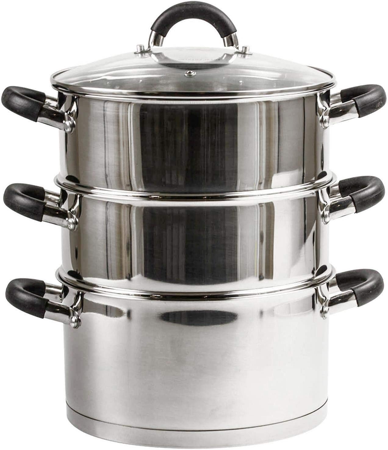 Kitchen Essentials Elegant Design 3-Tier 20cm Stainless Steel Dishwasher Induction Steamer Pot With Lid