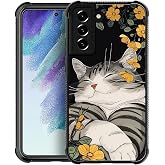 Flivro Case for Samsung Galaxy S21,Slim Anti-Drop Military-Grade TPU Protection with Shock-Absorbing Edges Cover for Samsung Galaxy S21 Case - Japanese Cute Sleepy Cat