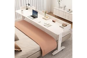 ORNDYDM Overbed Table with Wheels,Adjustable Height Hospital Bed Table - Heavy Duty Over The Bed Rolling Desk for Home with S