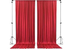 AK TRADING CO. 10 feet x 10 feet Polyester Backdrop Drapes Curtains Panels with Rod Pockets - Wedding Ceremony Party Home Window Decorations - RED (DRAPE-5x10-RED)