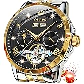OLEVS Mens Automatic Watch Luxury Dress Diamond Self Winding Skeleton Tourbillion Stainless Steel Original Watches for Men