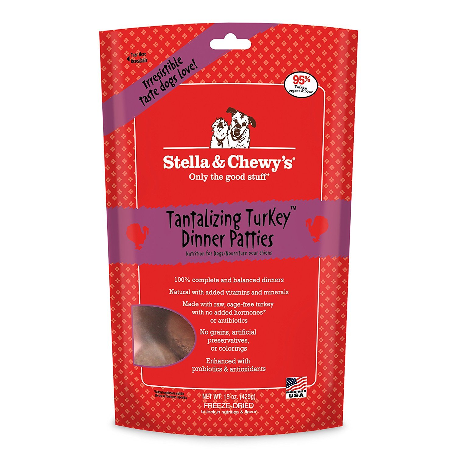 Stella & Chewy'sFreeze Dried Dog Food,Snacks 14-OZ Bag With Hot Spot Pet Food Bowl - Made in USA (Tantalizing Turkey)