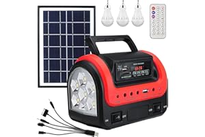 UPUSA Solar Generator,Portable Power Station with Solar Panel Included,LiFePO4 Lithium Battery Mini Portable Generator with DC/USB Outlets,Quiet Generators LED Flashlight for Home Use, Camping(Red)