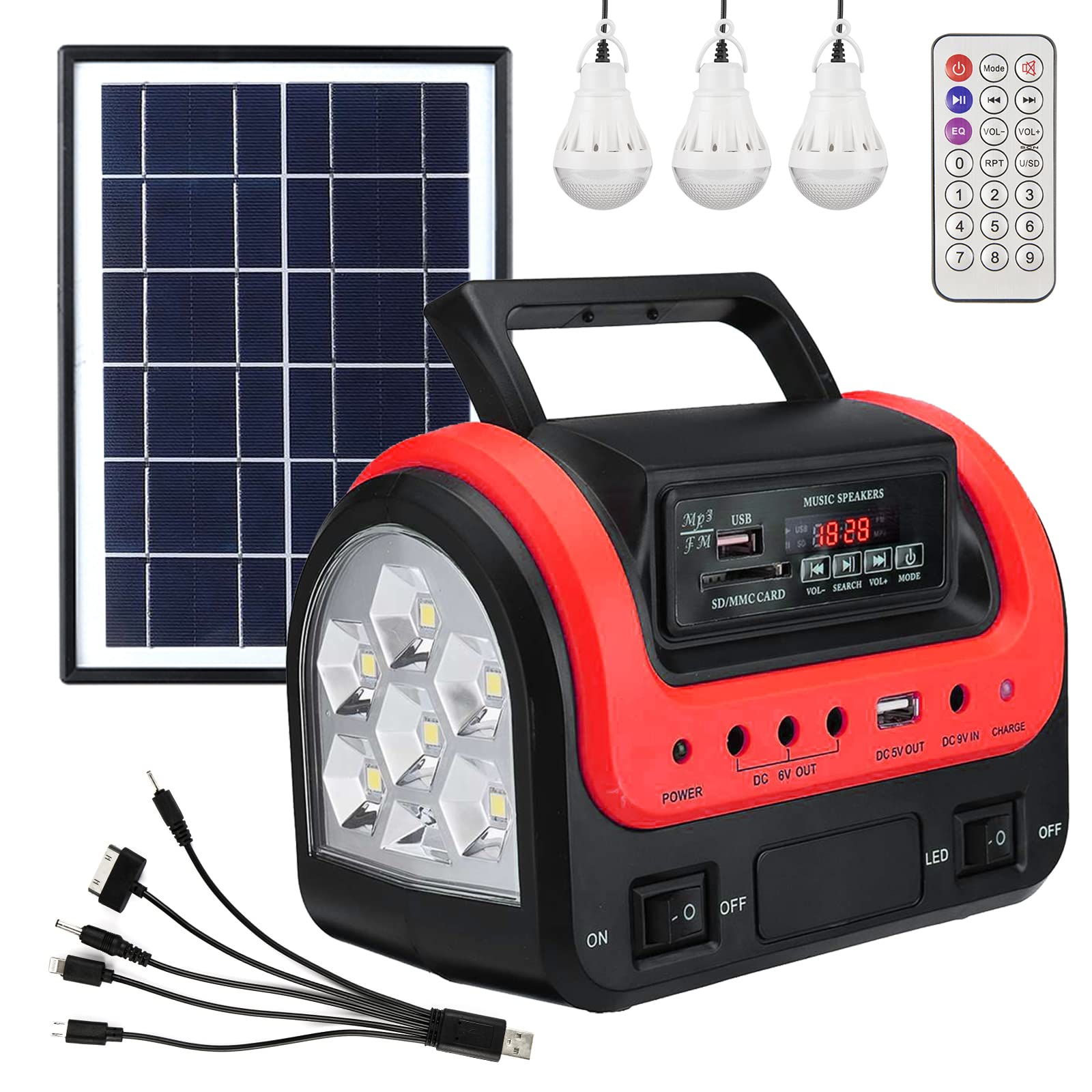Photo 1 of Solar Generator,Portable Power Station with Solar Panel Included,LiFePO4 Lithium Battery Mini Portable Generator with DC/USB Outlets,Quiet Generators LED Flashlight for Home Use, Camping(Red)