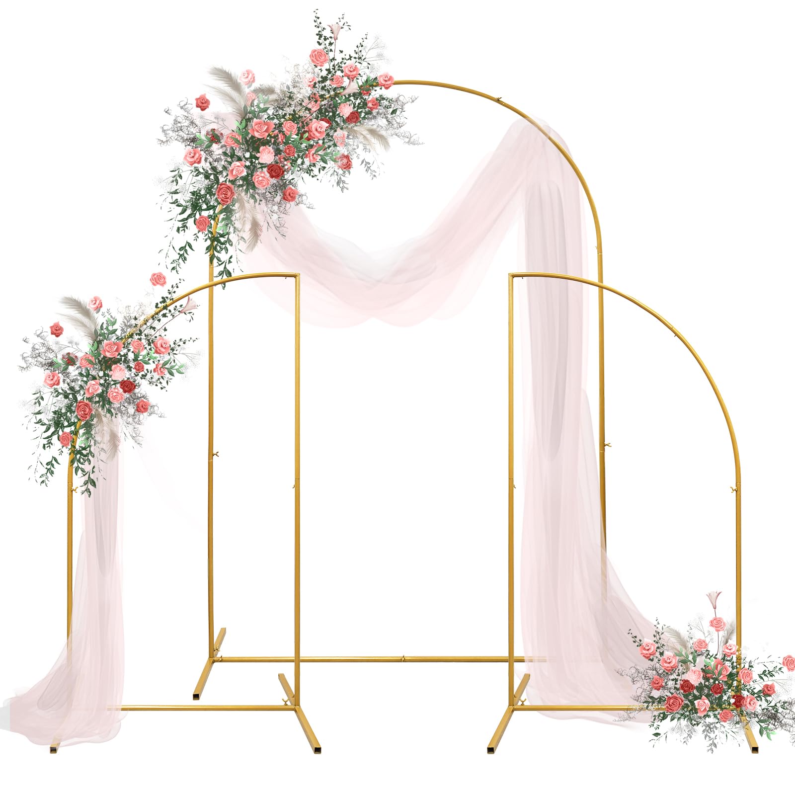 Photo 1 of Metal Arch Backdrop Stand Set of 3,Wedding Arch Stand Square,Wedding Door Arch Frame for Ceremony Anniversary Birthday Party Celebration
