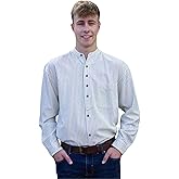 GaelSong Men's Emerald Irishman's Homespun-Style Grandfather's Shirt, 100% Cotton (X-Large, White/Black Stripes)