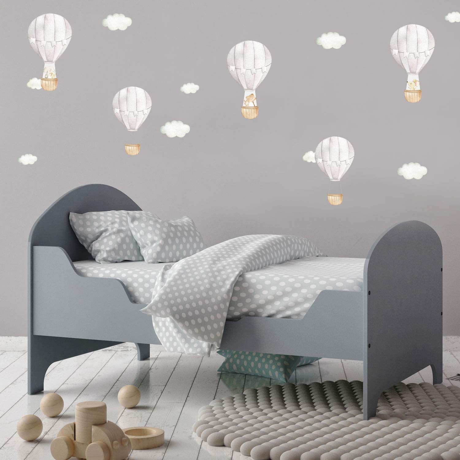 Stickerscape Hot Air Balloon Wall Stickers | Available in Grey, Pink or Blue | Perfect for A Childs Bedroom, Playroom Or Nursery | Easy to Apply | 20 Hot Air Balloon Stickers Included (Grey)