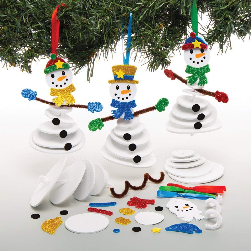 Baker Ross Snowman Stacking Decoration Kits – Pack of 6, Kids Christmas Tree Decoration Kits (AT162)