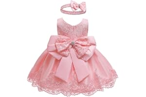 LZH Baby Girls Pageant Baptism Lace Dress Bowknot Flower Dresses Wedding Christening Tutu Gown