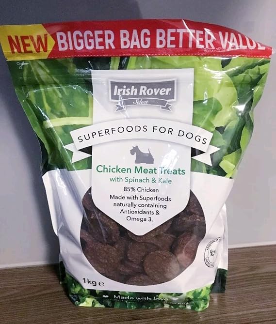 Aizahs collection Irish Rover Select Superfoods For Dogs Chicken Meat Treats With Spinach & Kale