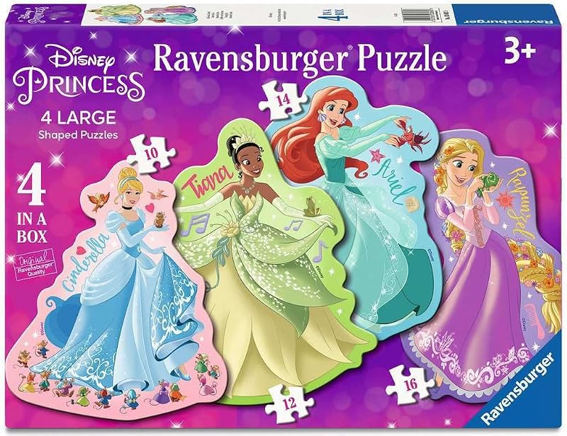 Ravensburger Disney Princess 4 Large Shaped Puzzles 10 12 14 16pc