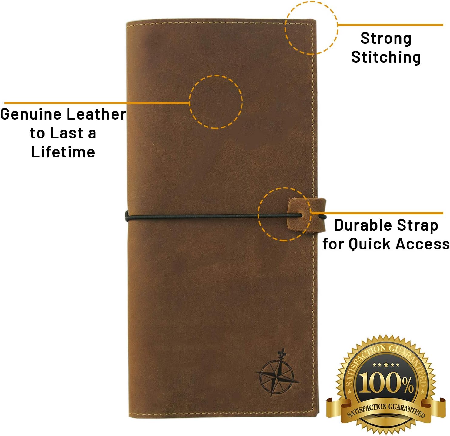 WANDERINGS Genuine Leather Passport Wallet, 11x23 cm, Large Leather Passport Holder for Travel - Image 5