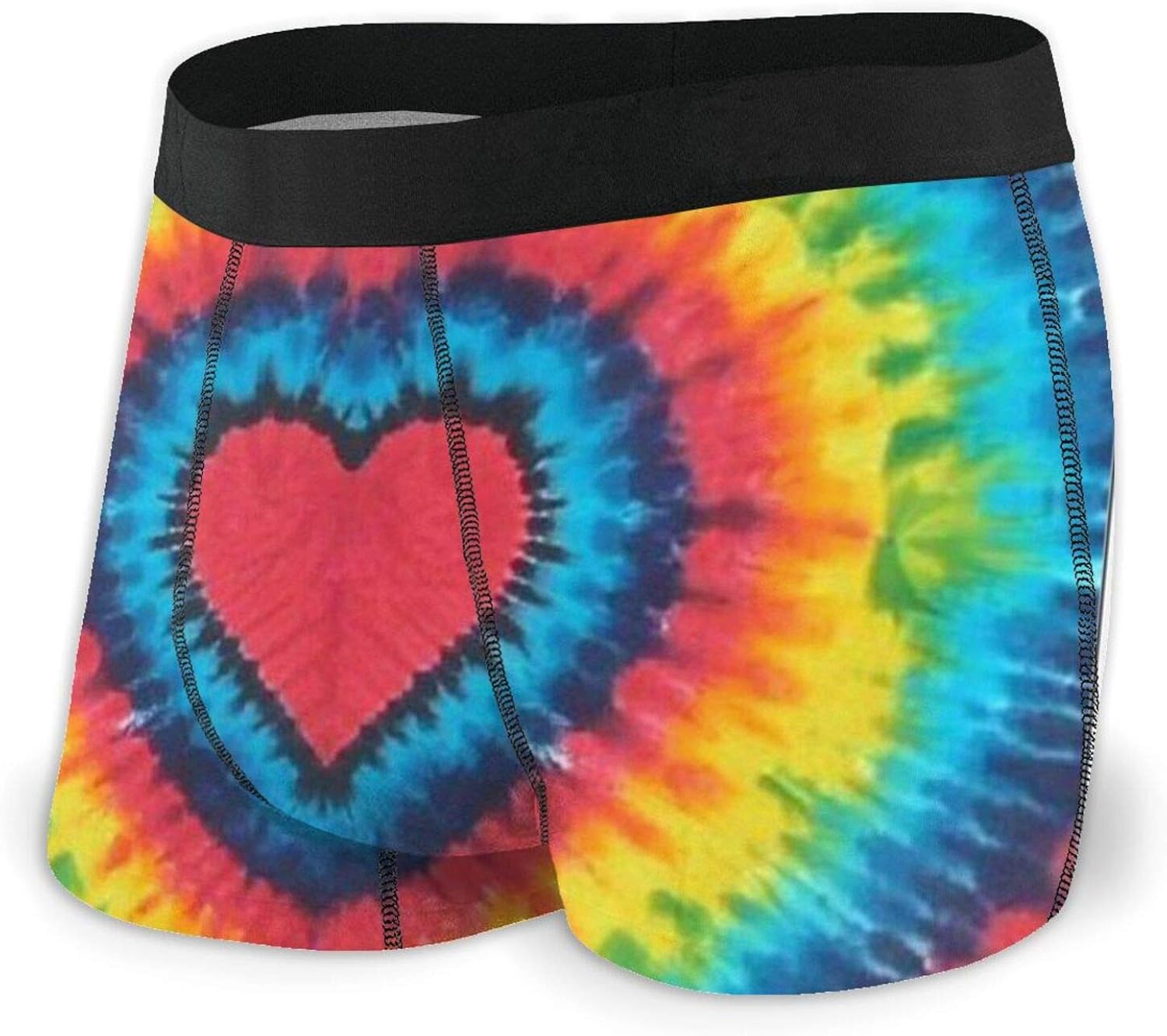 Colorful Tie Dye Heart Men's Underwear Boxer Briefs No RideUp Stretch