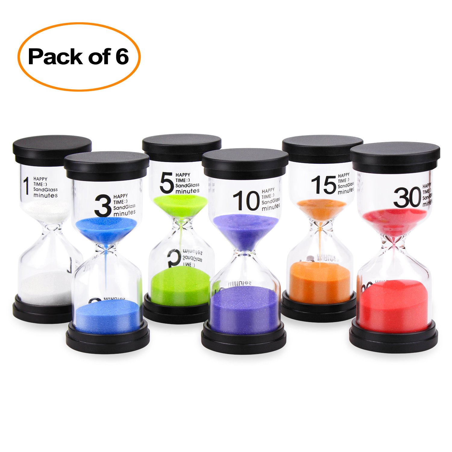 Sand Timer Mosskic 6 Colors Hourglass Timer 1/3/5/10/15/30 minutes
