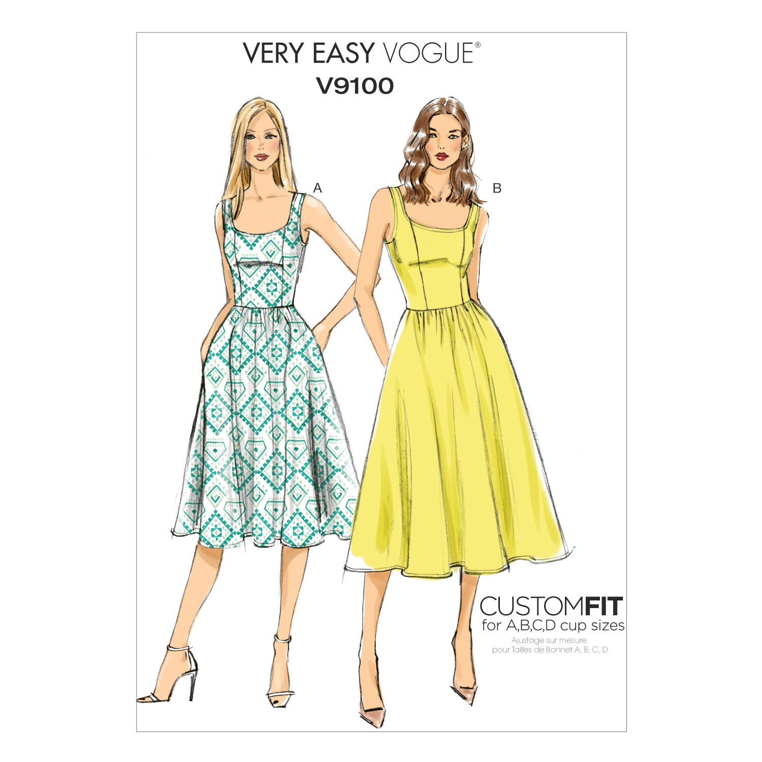 Vogue Patterns 9100 A5 Sizes 6/8/10/12/14 Misses Dress, Multi/Colour