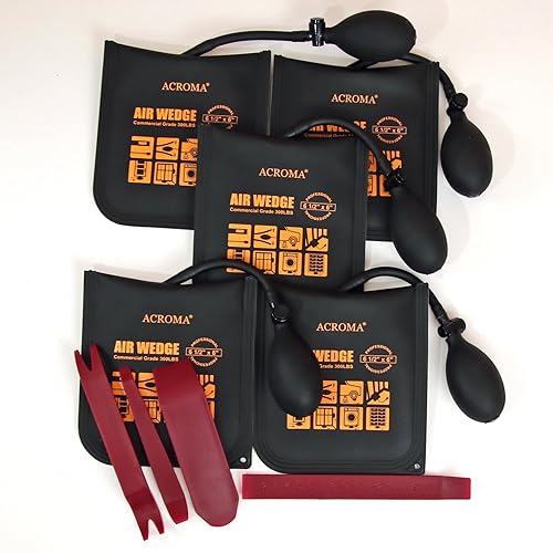 Acroma 5-Pack 1/2”x 6“Commercial Grade Air Wedge Bag Bump (A0501A) 300LB  Load Rating Professional Leveling Kit and Alignment Tool Air Shim Pump