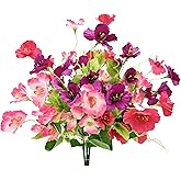 JOJAZE 3pcs Artificial Hibiscus Spring Summer Decor Realistic UV Resistant Silk Hibiscus Flowers Artificial Tropical Flowers for Outdoors for Outside Planter Front Door Porch Patio Table Vase Decor.