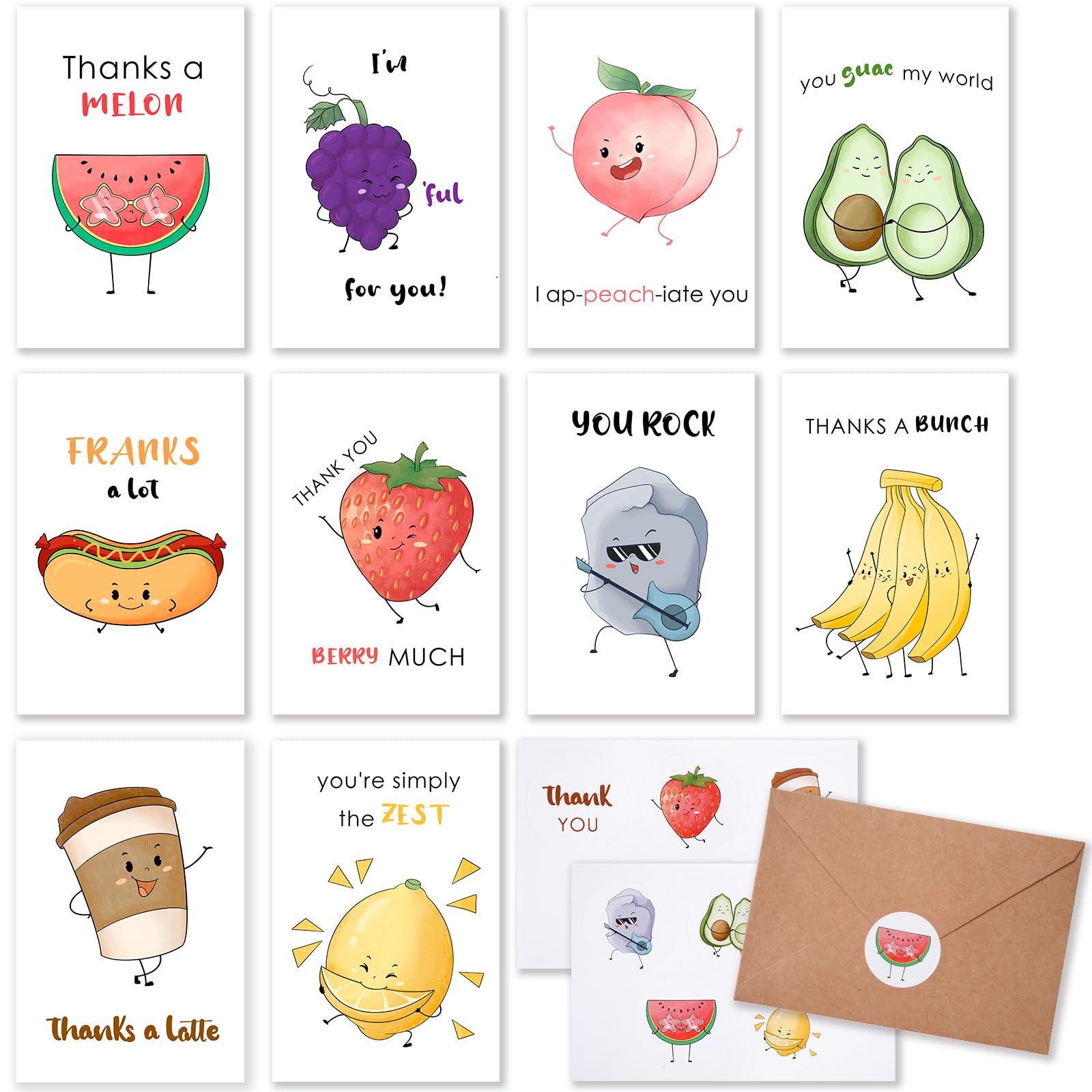 Mua 40 Funny Thank You Cards with Envelopes & Stickers, 4×6 in Cute Pun