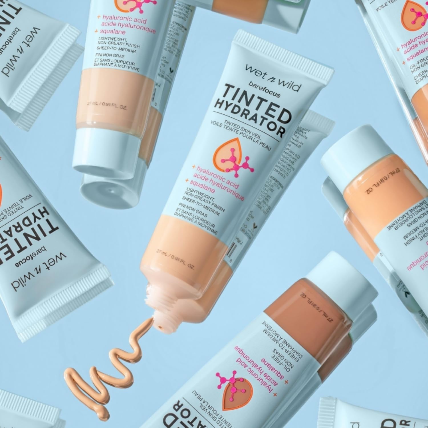 wet n wild Bare Focus Tinted Hydrator Tinted Skin Veil, Lightweight Buildable Coverage with Hyaluronic Acid & Vegan Squalane, Semi-Matte Finish, Cruelty-Free - Medium Tan