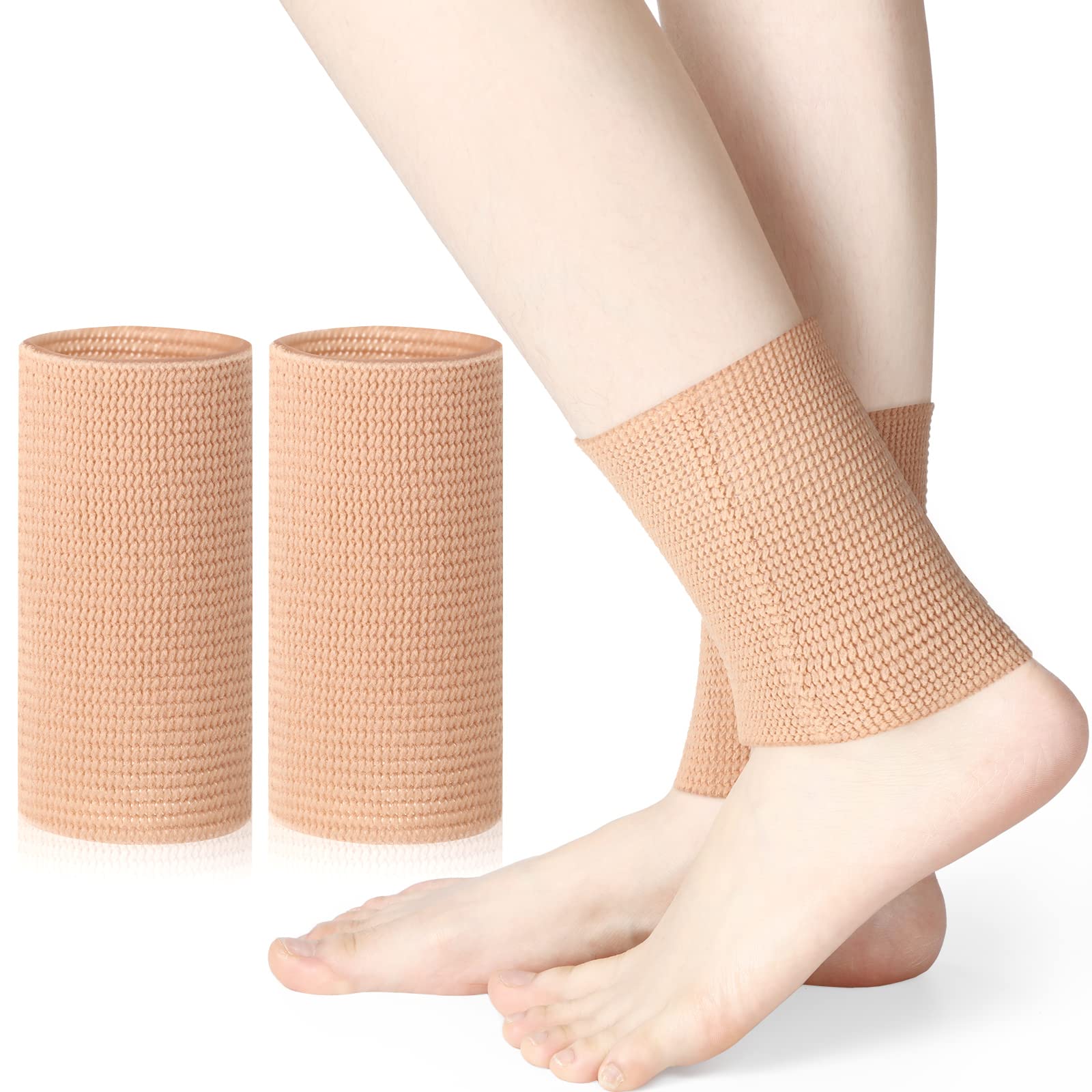 Photo 1 of Zomiboo Ankle Gel Sleeves Padded Skate Socks Skateboard Accessories Ankle Pads Ankle Compression Sleeve Ankle Protector Brace for Figure Skating Riding Ski Ankle Protection Foot Support Socks (Nude)
