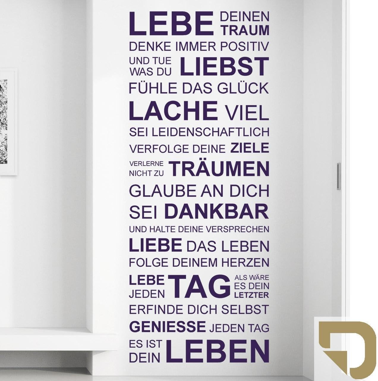 DESIGNSCAPE® Wandtattoo Dein Leben Lebe Deinen Traum, Denke immer positiv und tue was Du liebst DESIGNSCAPE® Wandtattoo Dein Leben Lebe Deinen Traum, Denke immer positiv und tue was Du liebst