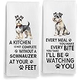 Qeheb Schnauzer Dog Kitchen Towels, Every Meal You Make Schnauzer Gifts for Women Dog Mom Dad Owner Dish Tea Kitchen Towels Decorative Set, Puppy Pet Dogs Lover Hand Towel for Bathroom 16x24 Inch