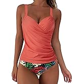 SUUKSESS Women Sexy Twist Push Up Tankini Swimsuit Tummy Control Bathing Suits