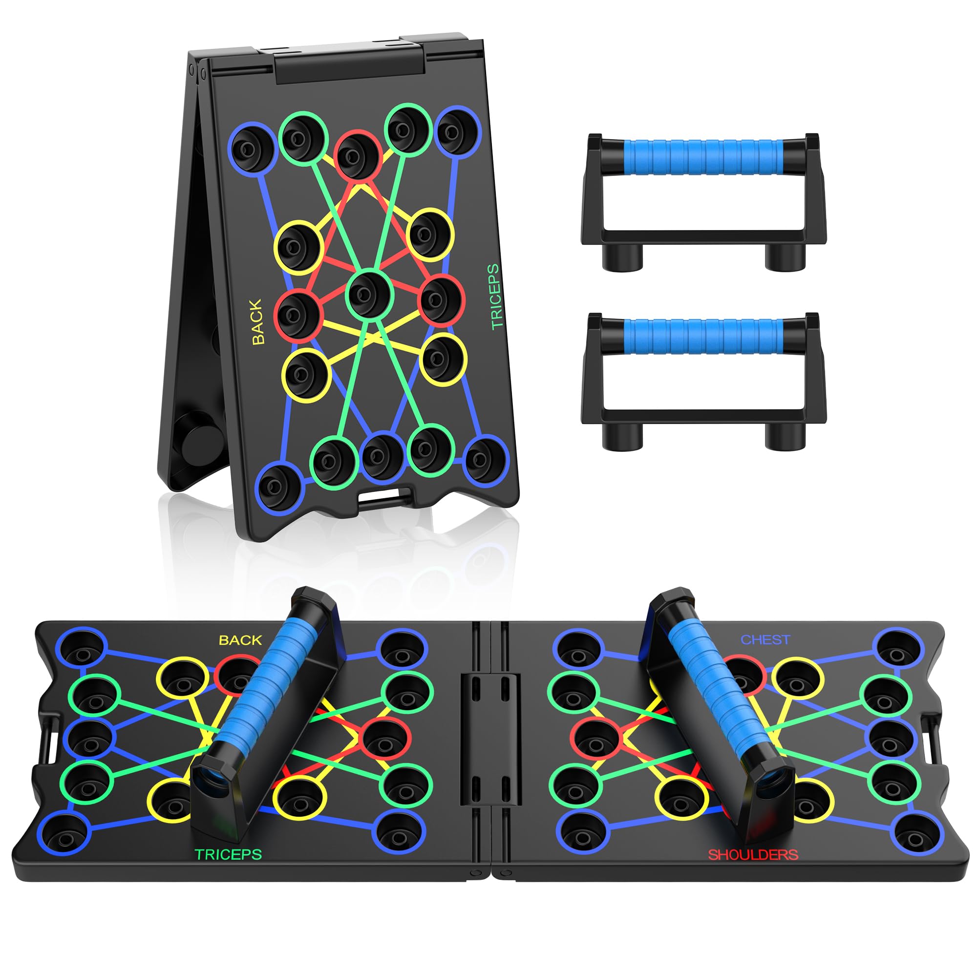 Faltbares Liegestützbrett, 24-in-1 Multifunktions-Heimtrainingsgerät, Fettverbrennungs- und Krafttrainingsgerät für effektives Training der Oberkörpermuskulatur (Schultern, Brust, Rücken und Trizeps)