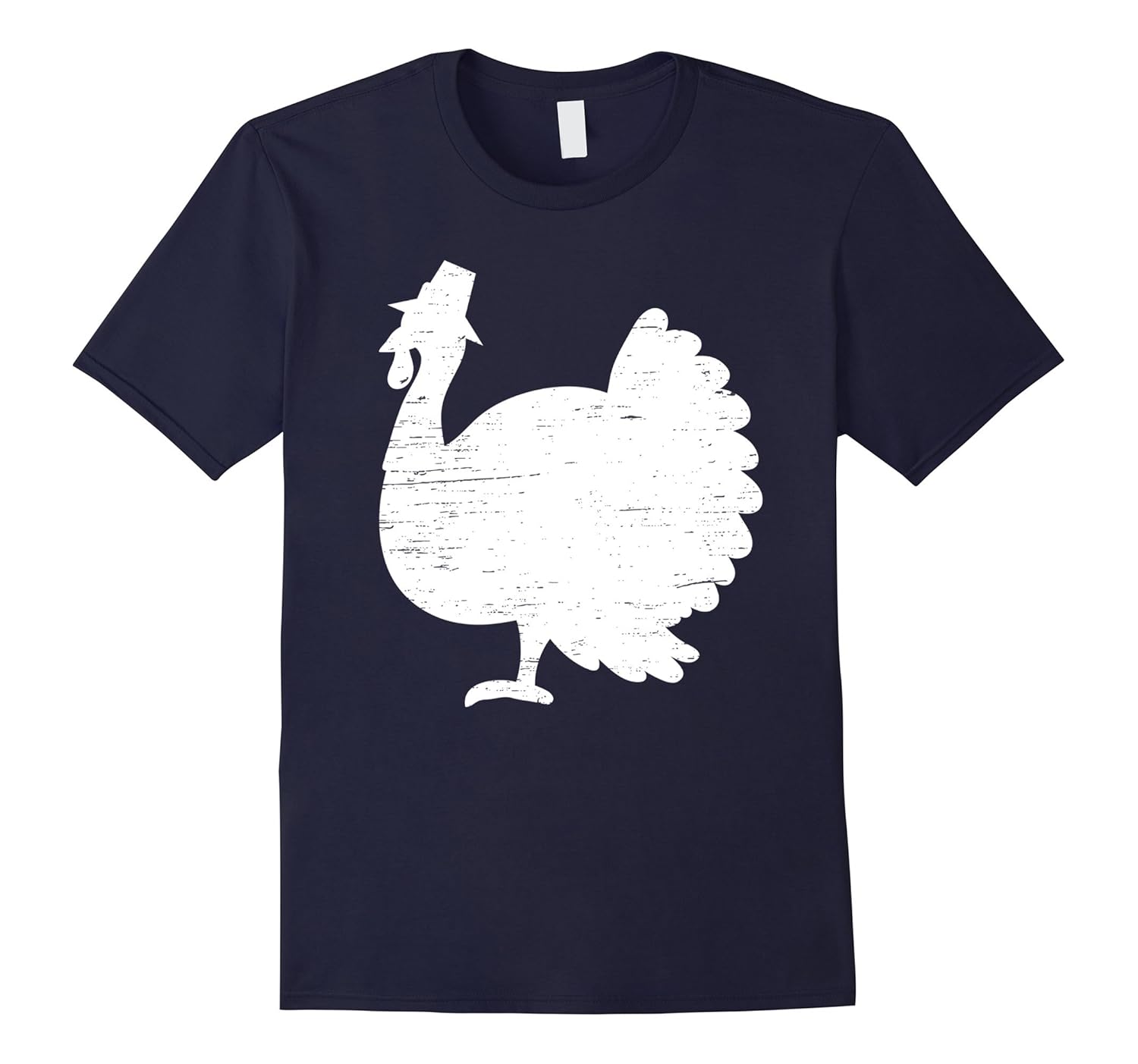 Distressed Pilgrim Turkey Silhouette Thanksgiving Tee Shirt-ANZ