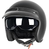 Yesmotor 3/4 Open Face Retro Motorcycle Helmet Vespa Helmet Vintage Helmet for Vespa Motorbike Casco, Moped, Cruiser, Bobber, and Chopper - DOT Approved