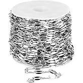 33FT Stainless Steel Chain Roll 3.7mm Sparkly Lip Link Chains Spool Bulk for DIY Jewelry Making Crafts