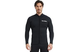 Lemorecn Wetsuit Top Men 3mm and 2mm Wetsuit Jacket Neoprene Long Sleeve for Water Sports