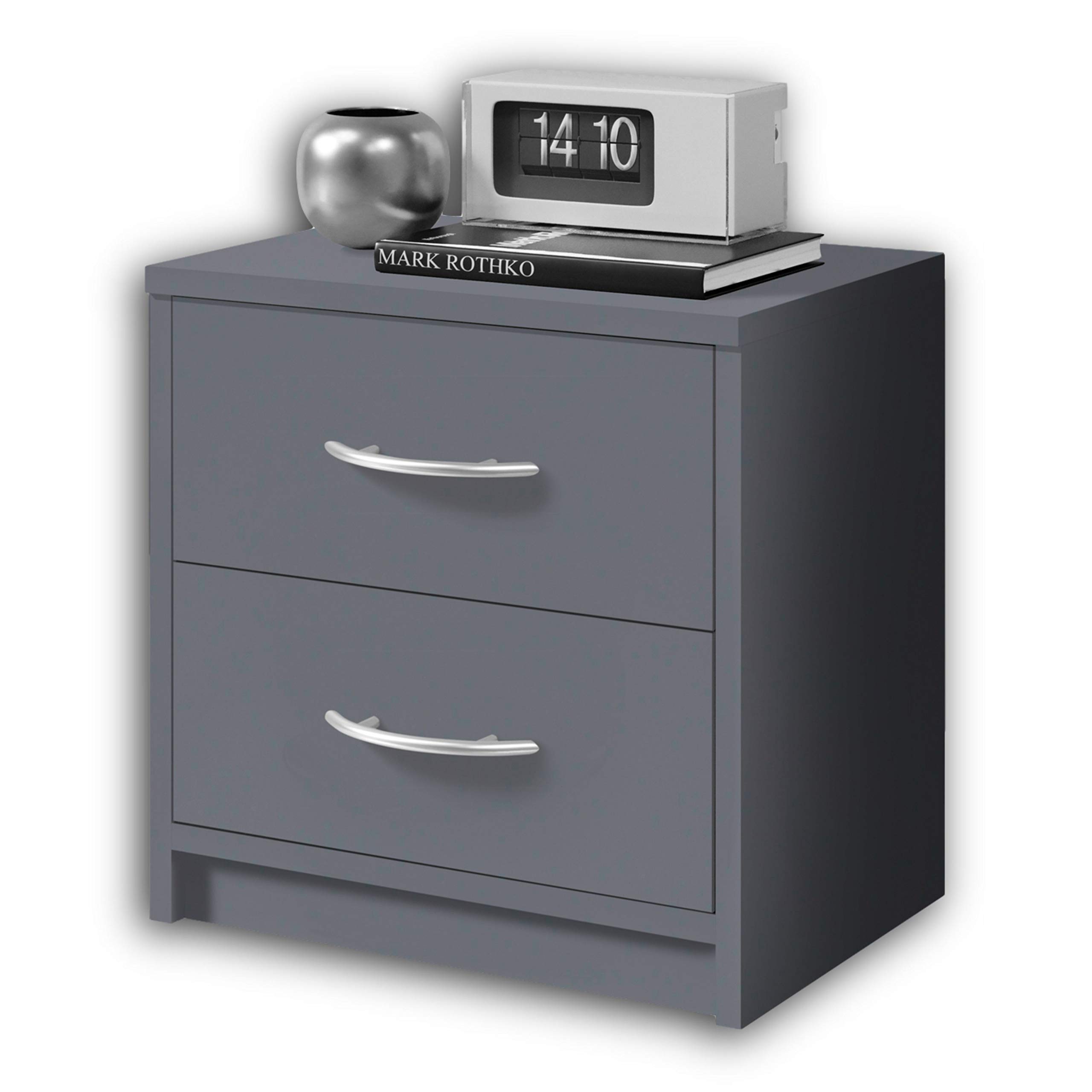 Stella-Trading-Pepe-en-Grafito-Mesita-de-Noche-Sencilla-con-Dos-cajones-para-Combinar-con-Cualquier-Cama-y-Dormitorio