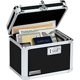 Vaultz Secure Security Lock Boxes - Safe Combination Lock Box, Storage for Documents, Valuables, Medicine &amp; Money - 9.88 x 7.75 x 7 Inch - Black/Chrome