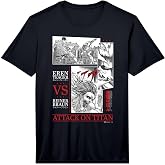 Mens Attack on Titan Eren Yeager vs Reiner Braun Manga Fight Logo Performance T-Shirt