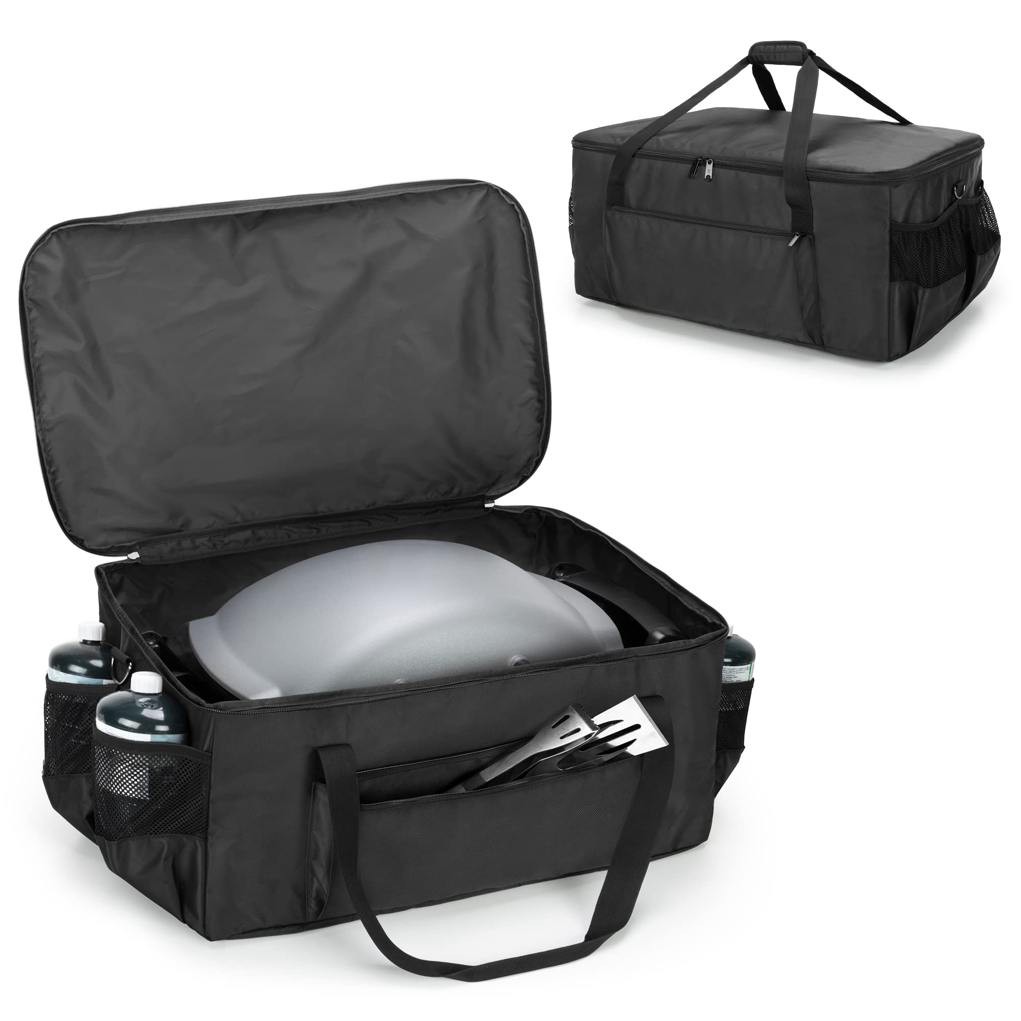 samdew Portable Grill Cover Compatible with Weber Q1000 Q1200 Propane Gas Grill, Grill Carry Bag Compatible with Weber Q1400 Electric Grill, Camp Grill Tools Bag with Handle, Bag Only (Patent Design)