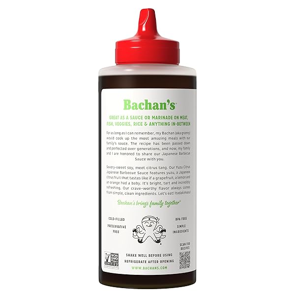 BACHAN’S – JAPANESE BARBECUE SAUCE – YUZU, 17 OZ, SMALL BATCH, NON GMO, NO PRESERVATIVES, VEGAN AND BPA FREE. CONDIMENT FOR WINGS, CHICKEN, BEEF, PORK, SEAFOOD, NOODLE RECIPES, AND MORE