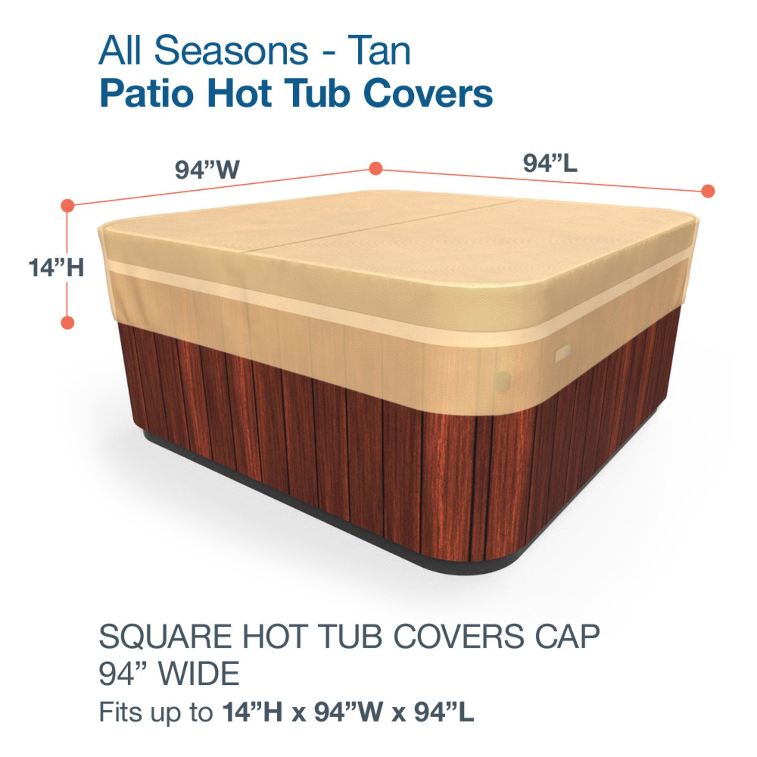 Budge P9a17sf1 All Seasons Square Hot Tub Cover 94 Wide Tan