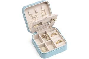 Vlando Teacher Appreciation Graduation Gifts - Small Travel Jewelry Box Organizer - Display Case for Girls Women Gift Rings Earrings Necklaces Storage with Mirror Blue