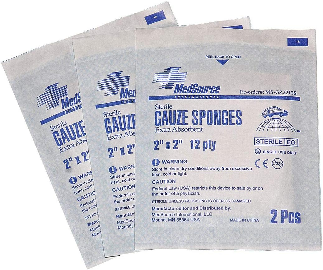 Medsource International MS-GZ2212S Gauze Pads 12Ply 2's Sterile 2x2 50/Pk