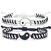 Matching Yin Yang Friendship Bracelets for 2 – Adjustable Cord BFF Bracelets for Couples, Best Friends, Boyfriend Girlfriend Gift