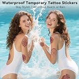 XMASIR 12 Sheets Brown Temporary Tattoos Women Men Lotus Mandala Waterproof view 3
