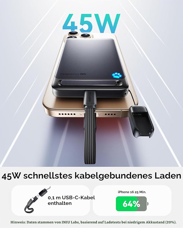 für MagSafe Qi2 15W Powerbank, Ultraschlank 10000mAh Externe Handyakku